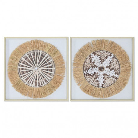 Kangas Home ESPRIT Valge Naturaalne Boho 60 x 3 x 60 cm (2 Ühikut)
