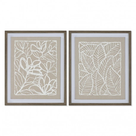 Kangas Home ESPRIT Valge Beež Taime leht Linna 50 x 4 x 60 cm (2 Ühikut)