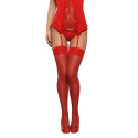 Stockings with Garter Obsessive OB1489 Red L/XL