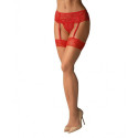 Stockings with Garter Obsessive 838-STO-3 Red L/XL