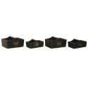 Set of trays Home ESPRIT Black Fir wood 35 x 22 x 18 cm