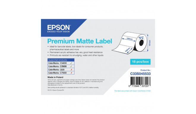 Printer Labels Epson C33S045533 White