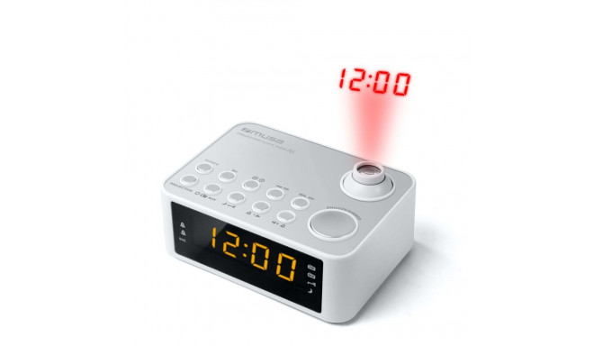 Muse M-178 PW Clock Digital Silver, White