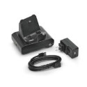 1-slot printer docking cradle; ZQ300 Series; Includes type A to Type C USB Cable and AC to USB Adapt