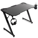 Gaming desk black large NanoRS, 150kg max, height 750mm, 110x60x1.5cm, cup and headphone holder, RS3