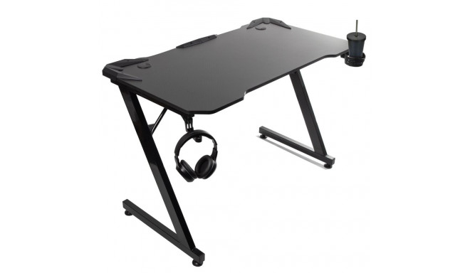 Gaming desk black large NanoRS, 150kg max, height 750mm, 110x60x1.5cm, cup and headphone holder, RS3