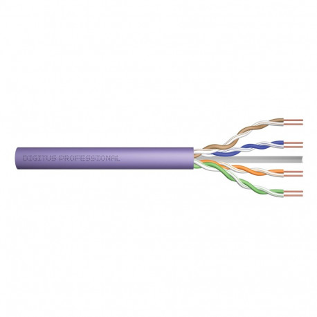 Installation cable DIGITUS cat.6, U/UTP, Dca, AWG23/1, LSOH, 305m, lilla, pappkarp