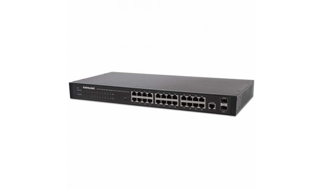 Intellinet 24-pordiline võrgulüliti, 24-porti (RJ45), rack-kinnitusega, gigabit, 4 SFP, Ethernet Web
