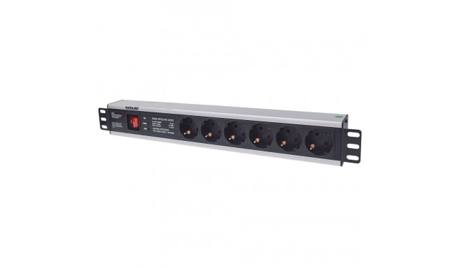 Intellinet 19" 1.5U rackmount 6-väljundiga toitejaotur EU CEE 7/3 pesadega, lülitiga ja ülepinge kai