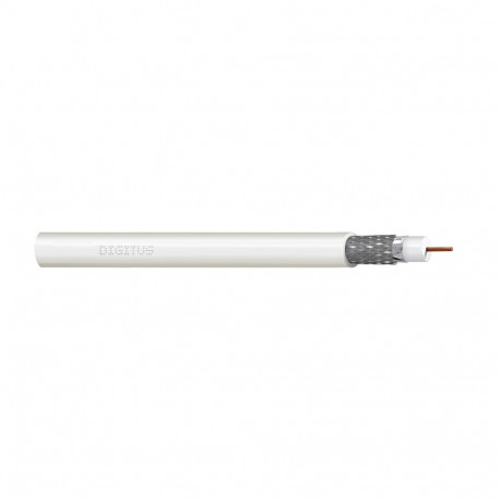 Coaxial-kaabel DIGITUS RG-6, 75 Ohm, varjestus (2x foolium + 77% punutis), Eca, PVC, 100m, valge