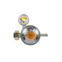 Propane butane gas regulator 30 mbar, 1,5kg/h with emergency valve and gauge, for 9-10mm