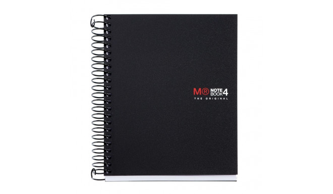 Märkmik A6 140l 5x5 ruut spiraal 4-värv register NB4 PP-kaaned must Miquelrius