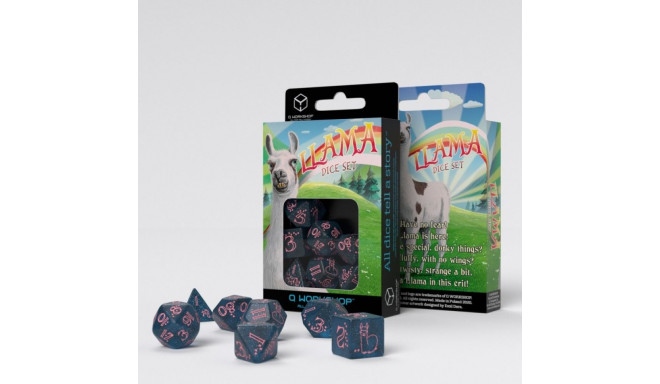 Sparkling Llama Dice Set Sparkling Dark Blue And Pink Colors