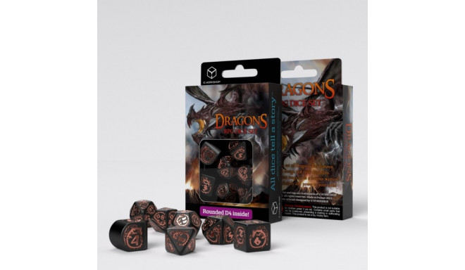 Dragons Modern Dice Set Black And Copper Colors