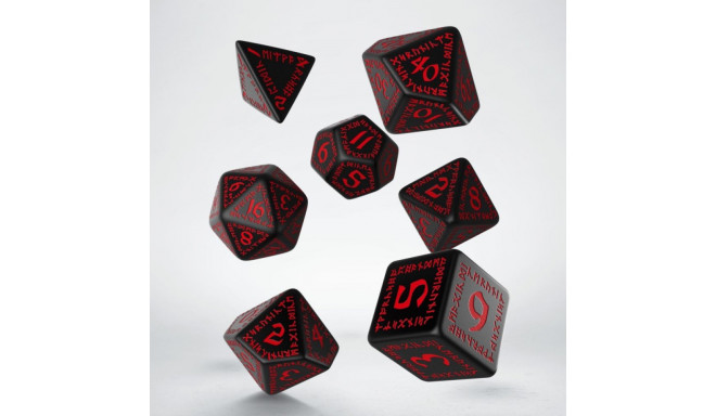 Runic Dice Set Black And Red Colors