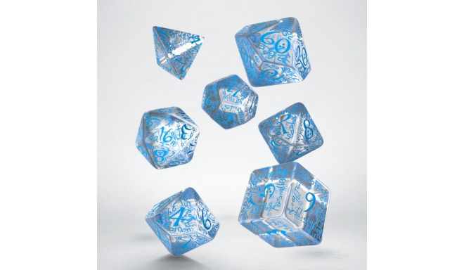 Elvish Dice Set Clear And Blue Colors