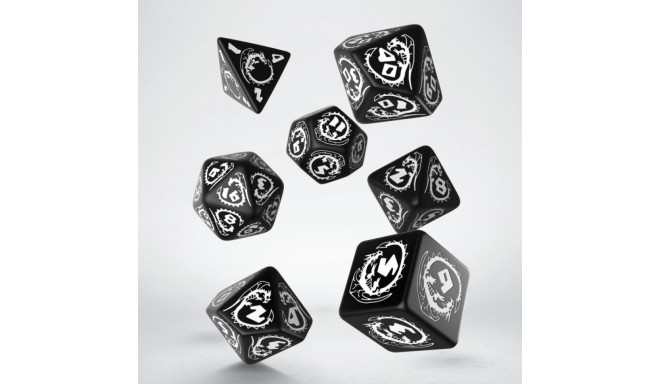 Dragons RPG Dice Set Black And White Colors