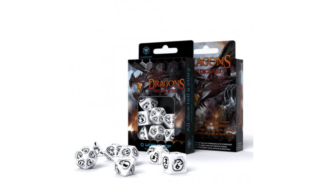 Dragons Rpg Dice Set White And Black Colors