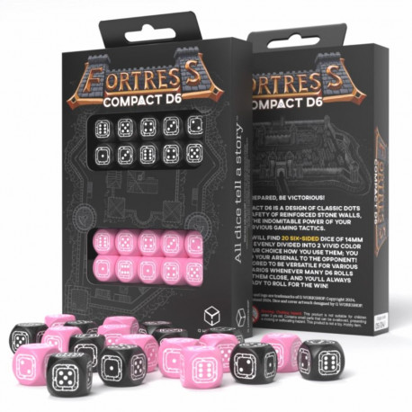 Q-workshop Fortress Compact D6 Black & Pink Dice Set