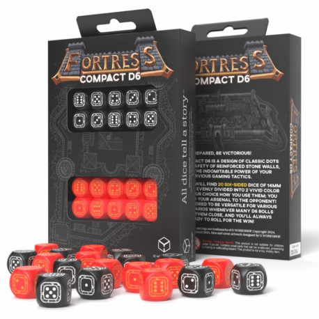 Q-workshop Fortress Compact D6 Black & Red Dice Set