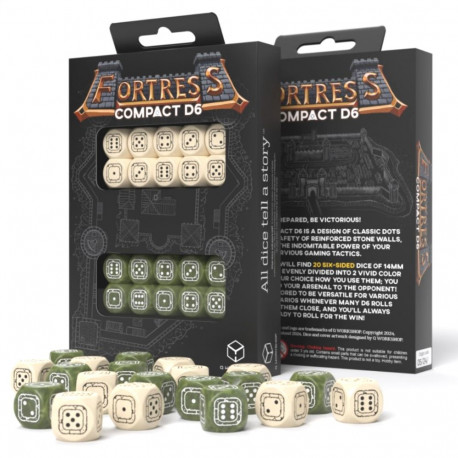 Q-workshop Fortress Compact D6 Beige & Olive Dice Set