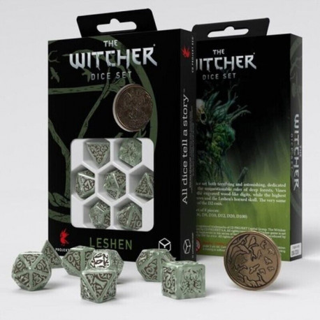 Dice Set - Q-Workshop The Witcher Leshen 8-Piece Pearl Green