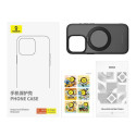 Phone Case Baseus SkyRing Magnetic with Stand for iP 15 Pro + tempered-glass and cleaning kit (black