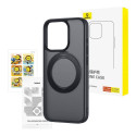 Phone Case Baseus SkyRing Magnetic with Stand for iP 15 Pro + tempered-glass and cleaning kit (black