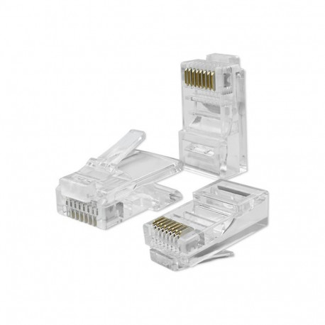 QOLTEC RJ45 pistik 54542 CAT5e UTP läbiviiguga, kullatud kontaktid, 100tk
