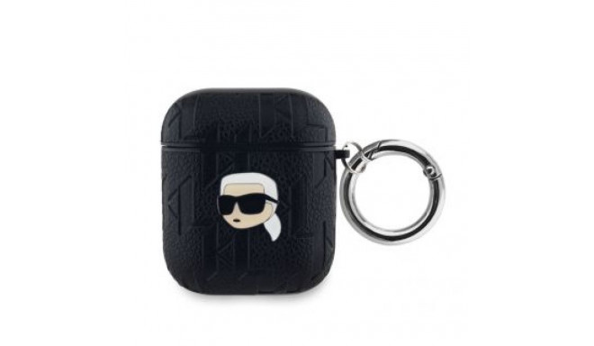 Karl Lagerfeld - Karl Lagerfeld PU Embossed Karl Head Case for AirPods 1/2 Black