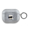 Karl Lagerfeld - Karl Lagerfeld PU Embossed Karl Head Case for AirPods Pro Silver