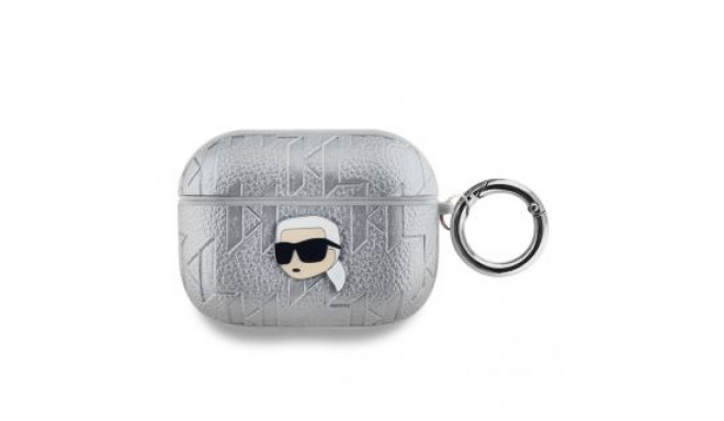 Karl Lagerfeld - Karl Lagerfeld PU Embossed Karl Head Case for AirPods Pro Silver