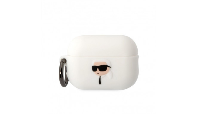 Karl Lagerfeld - Karl Lagerfeld 3D Logo NFT Karl Head Silicone Case for AirPods Pro 2 White