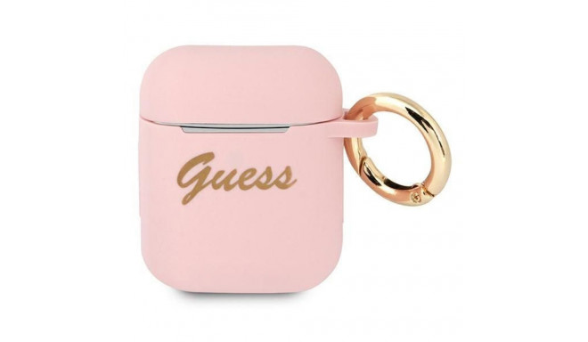 Guess Guess GUA2SSSI AirPods cover pink/pink Silicone Vintage Script