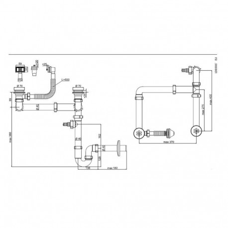 DOUBLE SINK SIPHON 1 1/2X 40