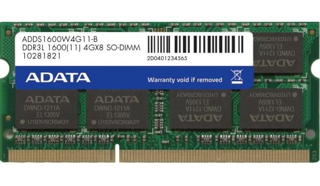 Adata RAM 8GB 1600MHz DDR3L CL11 SODIMM 1.35V