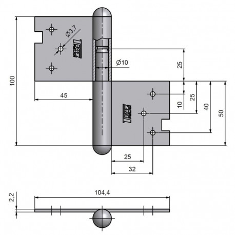 DOOR HINGE C2 100 ZINC RIGHT 9250