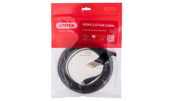 UNITEK 2.0 4K60HZ FLAT 5M C11063BK-5M - digitaalne/display/video HDMI kaabel 5 m HDMI Type A (standa
