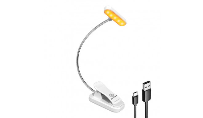 Wireless lamp Glocusent ET-Head GLCSNTA1806 clip-on book light, USB-C 650mAh timer White