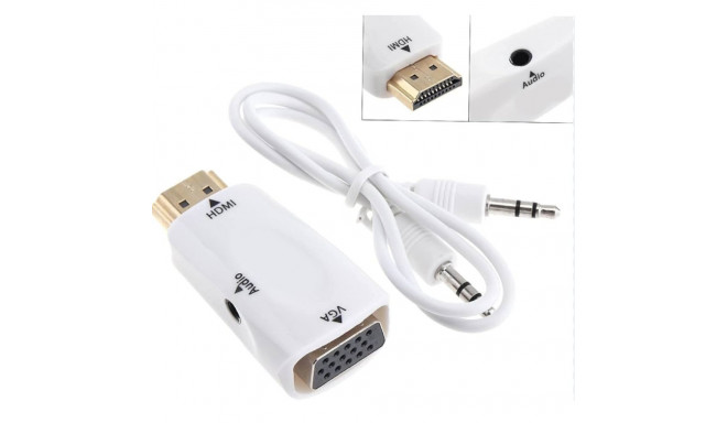 Fusion video signal converter HDMI to VGA (+audio) white