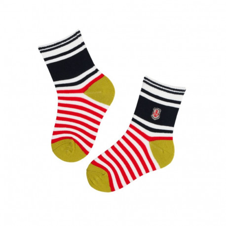 SOKISAHTEL CASPAR punased triibulised sokid lastele 438, 439, 443