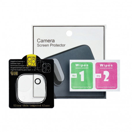 5D Full Glue Tempered Glass Camera Lens for iPhone 16 PLUS transparent