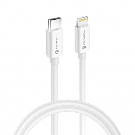 Cable USB C to Lightning Forcell F-Energy MFi PD 3A 30W 1 m C901 white