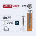 CHIPBOARD SCREW 4.0X25 WHITE ZP 500PCS