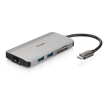 D-LINK DUB-M810 8-ühes USB-C 3.0 jaotur HDMI/Gigabit Ethernet adapter