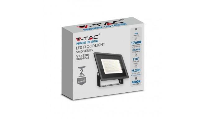 V-TAC 200W SMD F-CLASS must LED prožektor VT-49204 6400K 17600lm