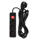 Pikendusjuhe 3m, 3x1.5mm2, 3G, must, ON/OFF