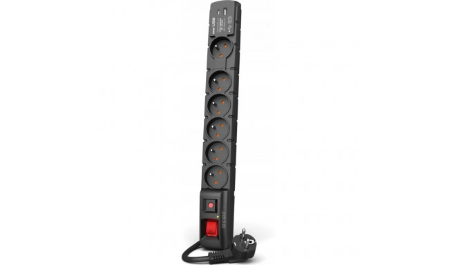 Acar S6 surge protection power strip 6 sockets 1.5 m black (W2436)