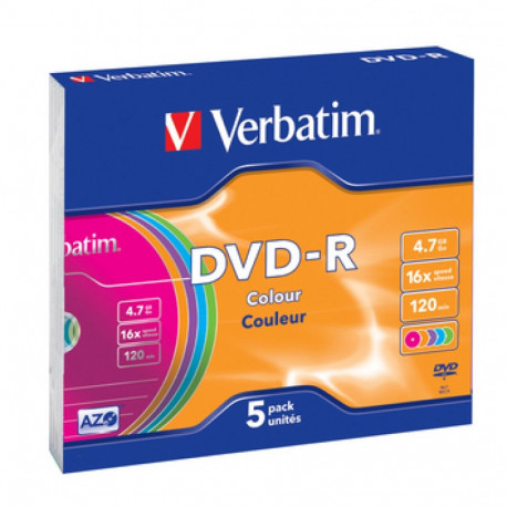 DVD-R 16x 4.7GB 5P 43557 õhuke, värviline