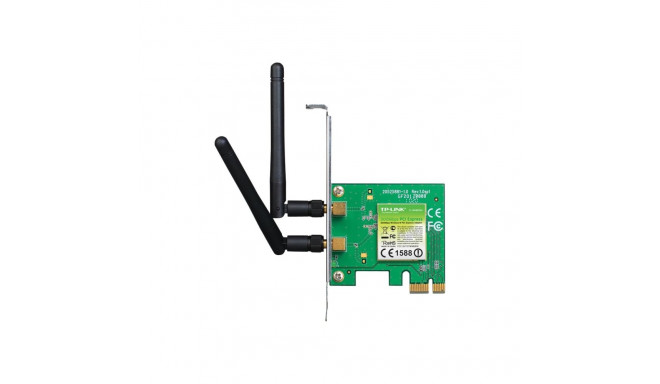 TP-LINK 300MBit/s WLAN-N PCI Express-adapter Atheros kiibistik 2T2R 2,4GHz 802.11b/g/n 2 eemaldatava